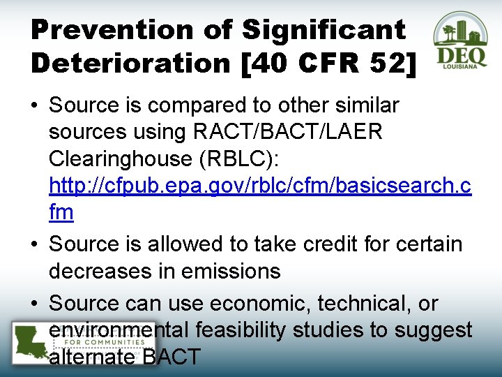 Prevention of Significant Deterioration [40 CFR 52] • Source is compared to other similar