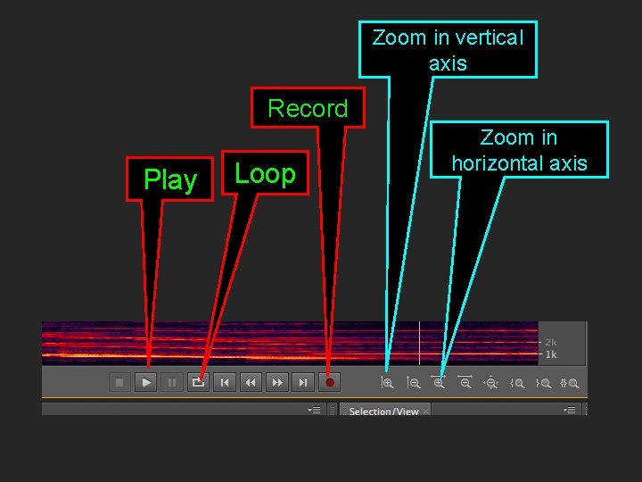 Zoom in vertical axis Record Play Loop Zoom in horizontal axis Zoom in vertical axis Record Play Loop Zoom in horizontal axis