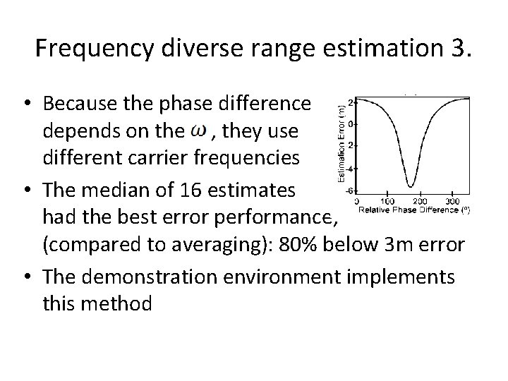 Frequency diverse range estimation 3. • Because the phase difference depends on the , Frequency diverse range estimation 3. • Because the phase difference depends on the ,