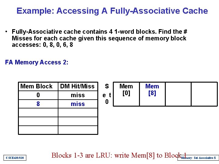 Example: Accessing A Fully-Associative Cache • Fully-Associative cache contains 4 1 -word blocks. Find