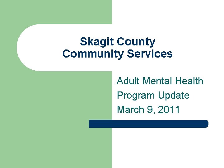 Skagit County Community Services Adult Mental Health Program Update March 9, 2011 