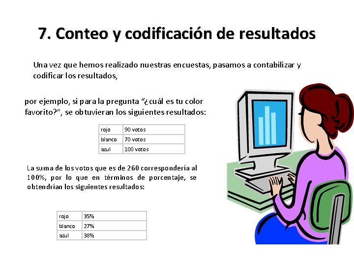 7. Conteo y codificación de resultados Una vez que hemos realizado nuestras encuestas, pasamos