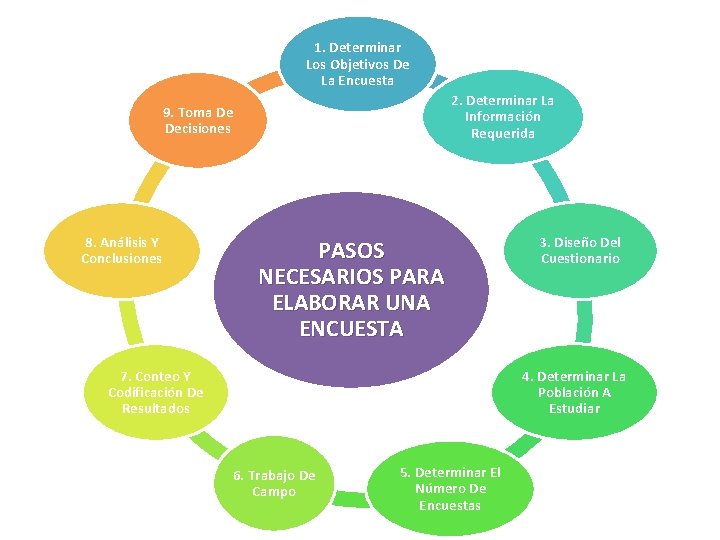 1. Determinar Los Objetivos De La Encuesta 2. Determinar La Información Requerida 9. Toma