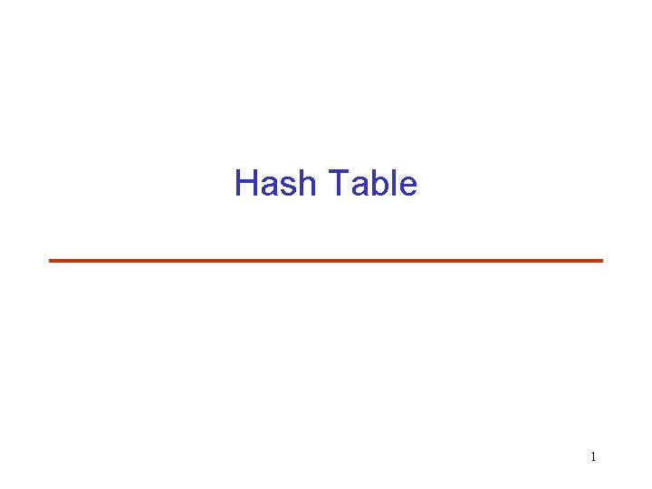 Hash Table 1 