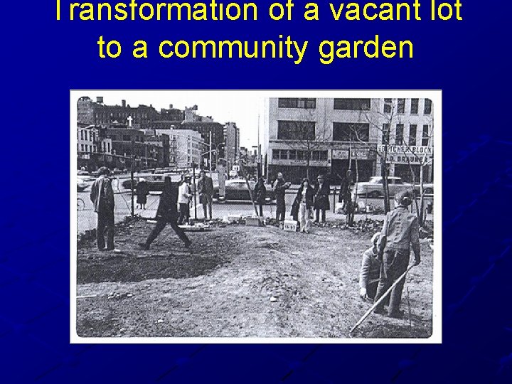 Transformation of a vacant lot to a community garden 