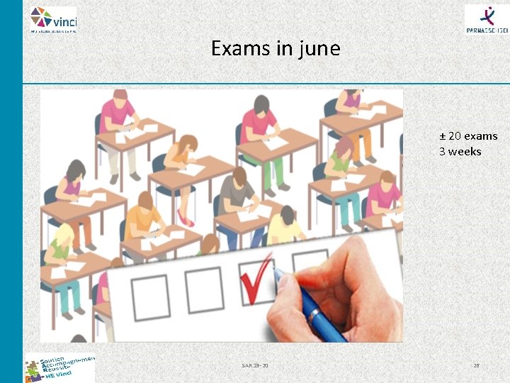 Exams in june ± 20 exams 3 weeks SAR 19 -20 26 Exams in june ± 20 exams 3 weeks SAR 19 -20 26