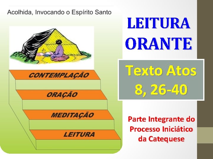 LEITURA ORANTE Texto Atos 8, 26 -40 Parte Integrante do Processo Iniciático da Catequese