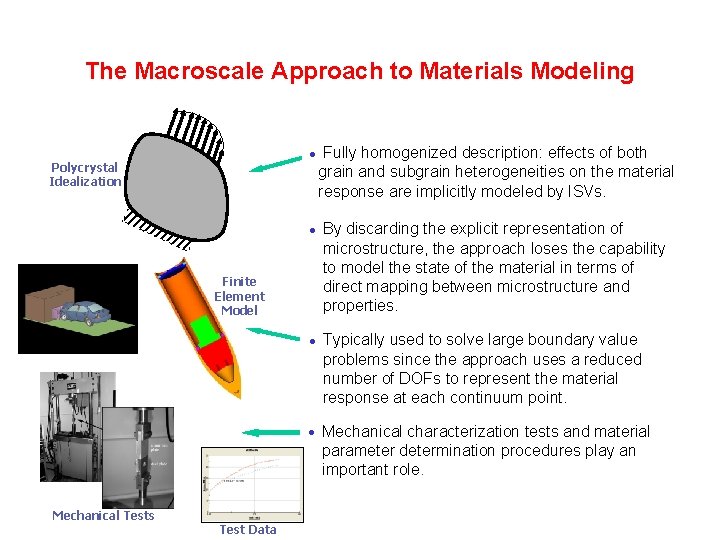 The Macroscale Approach to Materials Modeling Polycrystal Idealization Fully homogenized description: effects of both The Macroscale Approach to Materials Modeling Polycrystal Idealization Fully homogenized description: effects of both
