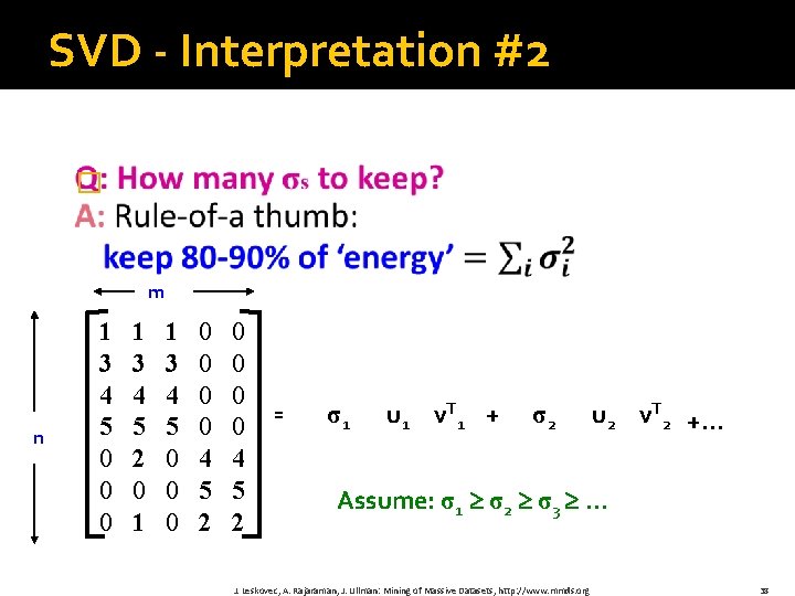 SVD - Interpretation #2 � m n 1 3 4 5 0 0 0