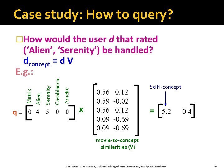 Case study: How to query? �How would the user d that rated q =