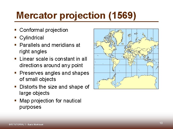 Mercator projection (1569) § Conformal projection § Cylindrical § Parallels and meridians at right