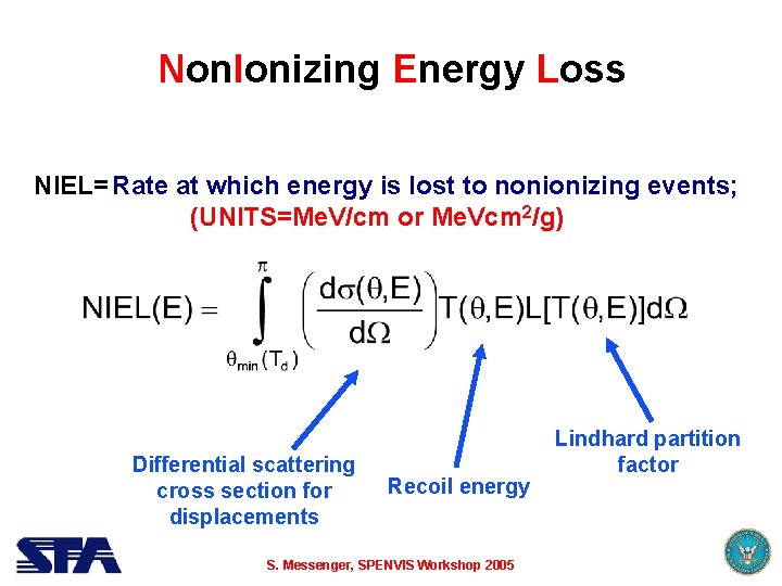 Non. Ionizing Energy Loss NIEL= Rate at which energy is lost to nonionizing events;