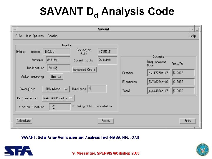SAVANT Dd Analysis Code SAVANT: Solar Array Verification and Analysis Tool (NASA, NRL, OAI)