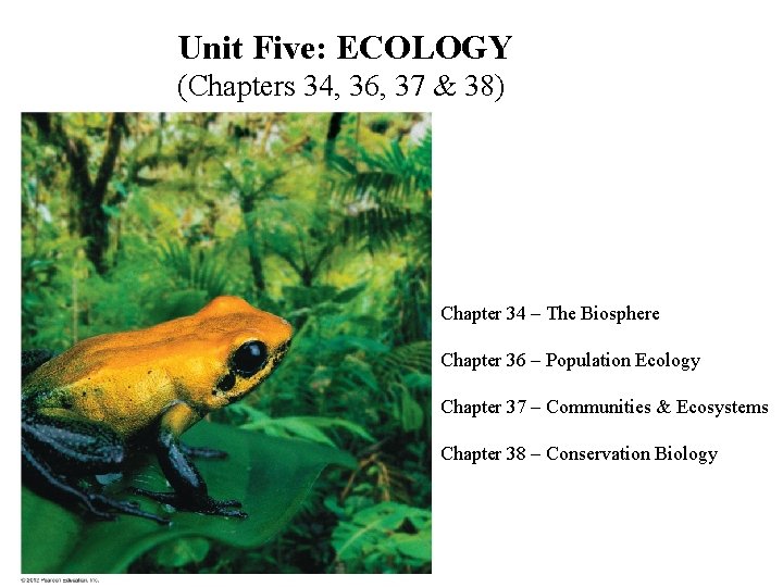 Unit Five: ECOLOGY (Chapters 34, 36, 37 & 38) Chapter 34 – The Biosphere