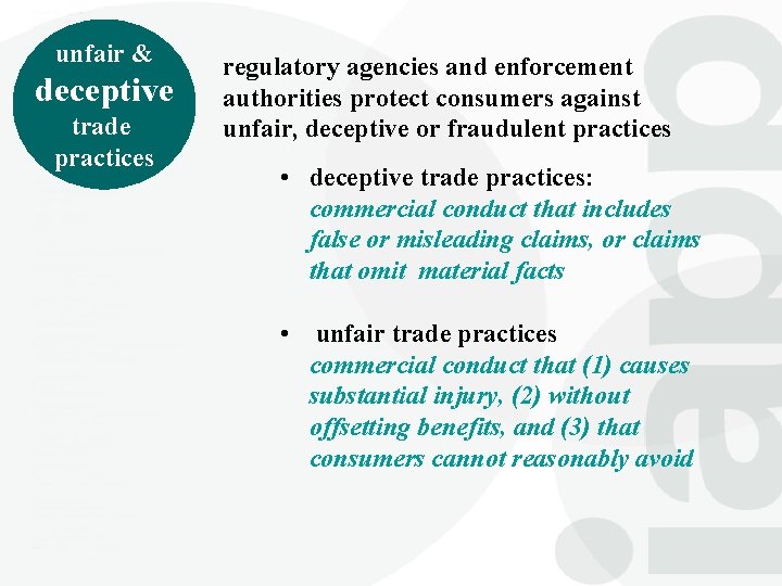 unfair & deceptive trade practices regulatory agencies and enforcement authorities protect consumers against unfair,