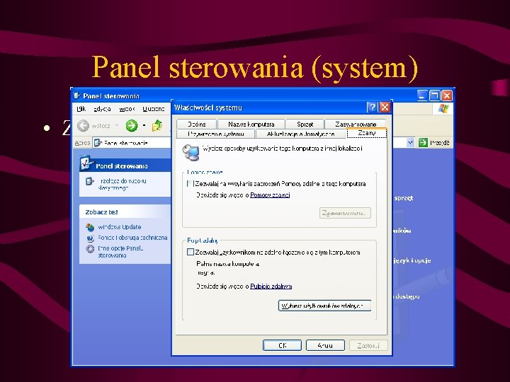 Panel sterowania (system) • Zdalny pulpit 