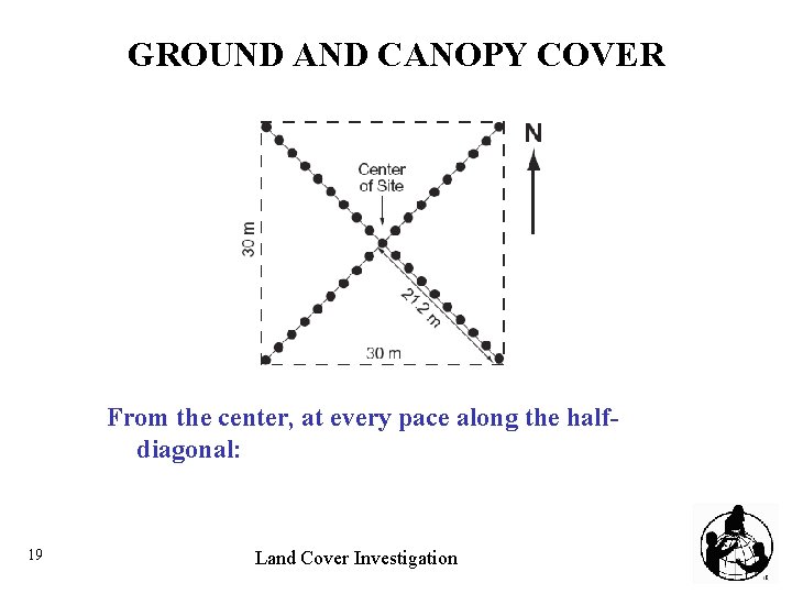 GROUND AND CANOPY COVER From the center, at every pace along the halfdiagonal: 19