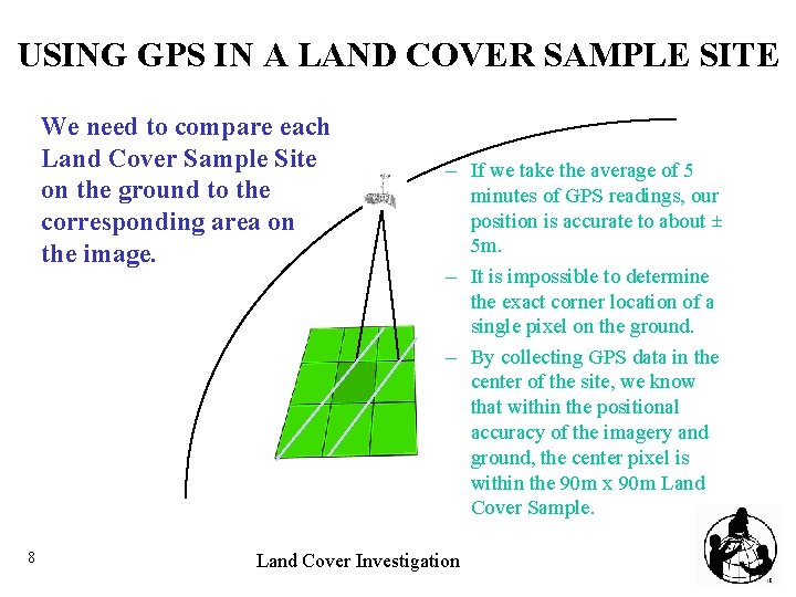 USING GPS IN A LAND COVER SAMPLE SITE We need to compare each Land