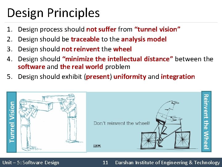 Design Principles 1. 2. 3. 4. Design process should not suffer from “tunnel vision”