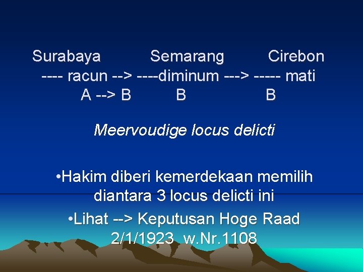 Surabaya Semarang Cirebon ---- racun --> ----diminum ---> ----- mati A --> B B