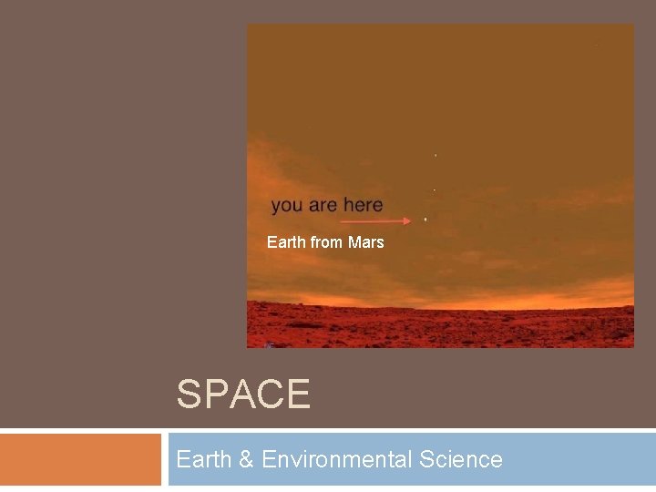 Earth from Mars SPACE Earth & Environmental Science Earth from Mars SPACE Earth & Environmental Science