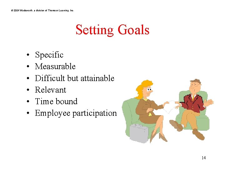 © 2004 Wadsworth, a division of Thomson Learning, Inc Setting Goals • • • © 2004 Wadsworth, a division of Thomson Learning, Inc Setting Goals • • •