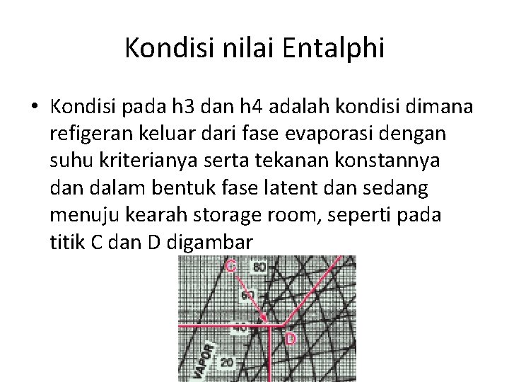 Kondisi nilai Entalphi • Kondisi pada h 3 dan h 4 adalah kondisi dimana