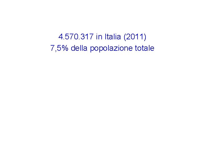 4. 570. 317 in Italia (2011) 7, 5% della popolazione totale 