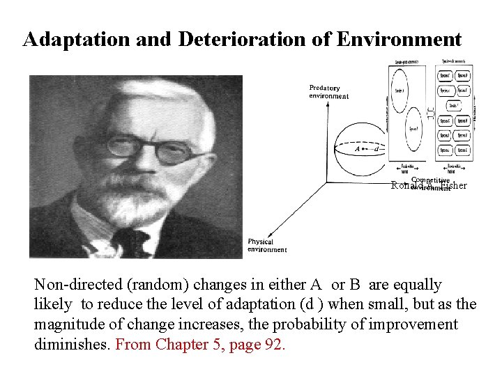 Adaptation and Deterioration of Environment Ronald A. Fisher Non-directed (random) changes in either A