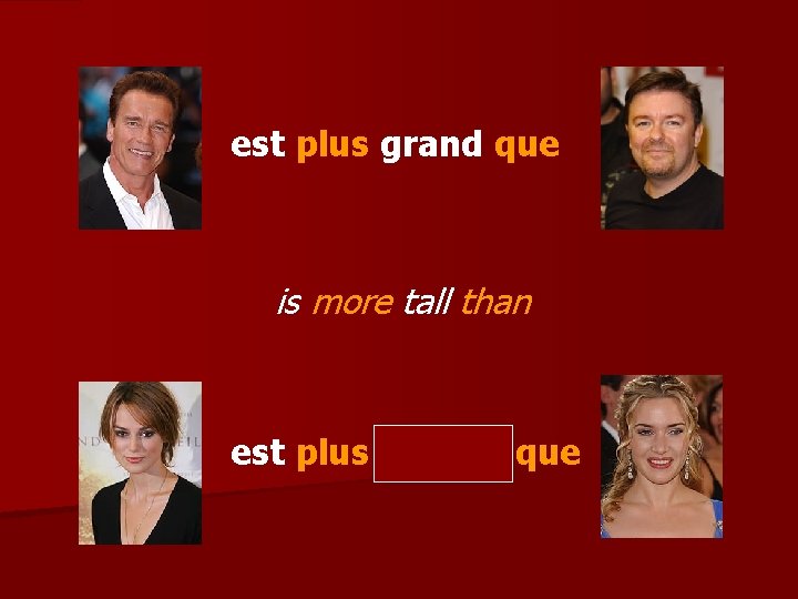 est plus grand que is more tall than est plus grande que 