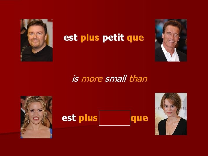 est plus petit que is more small than est plus petite que 
