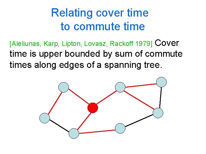 Relating cover time to commute time Cover time is upper bounded by sum of