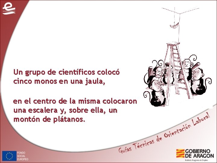 Un grupo de científicos colocó cinco monos en una jaula, en el centro de Un grupo de científicos colocó cinco monos en una jaula, en el centro de