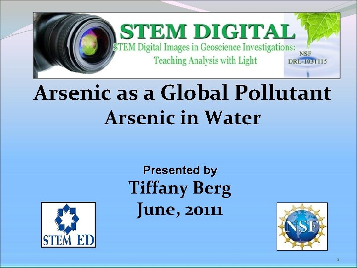 Arsenic as a Global Pollutant Arsenic in Water Presented by Tiffany Berg June, 20111