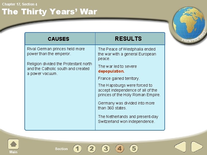 Chapter 17, Section 4 The Thirty Years’ War CAUSES Rival German princes held more