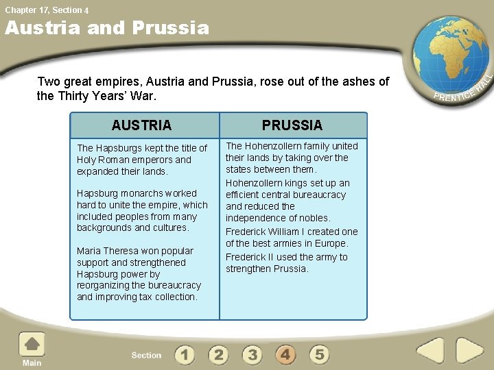 Chapter 17, Section 4 Austria and Prussia Two great empires, Austria and Prussia, rose