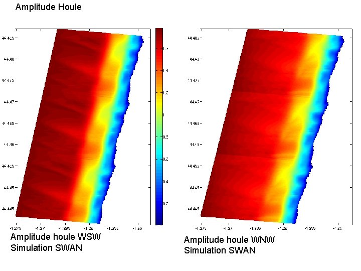 Amplitude Houle Amplitude houle WSW Simulation SWAN Amplitude houle WNW Simulation SWAN 