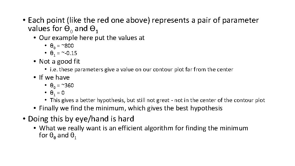  • Each point (like the red one above) represents a pair of parameter