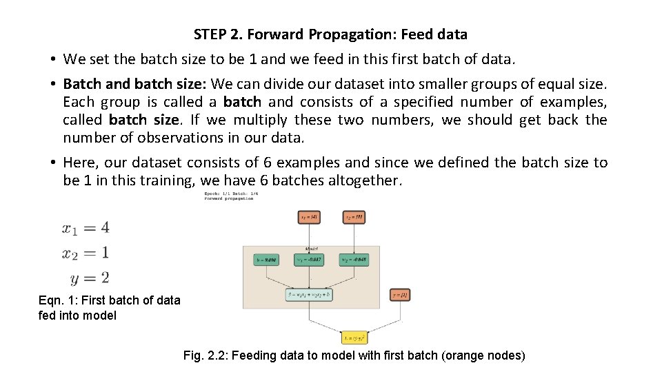 STEP 2. Forward Propagation: Feed data • We set the batch size to be