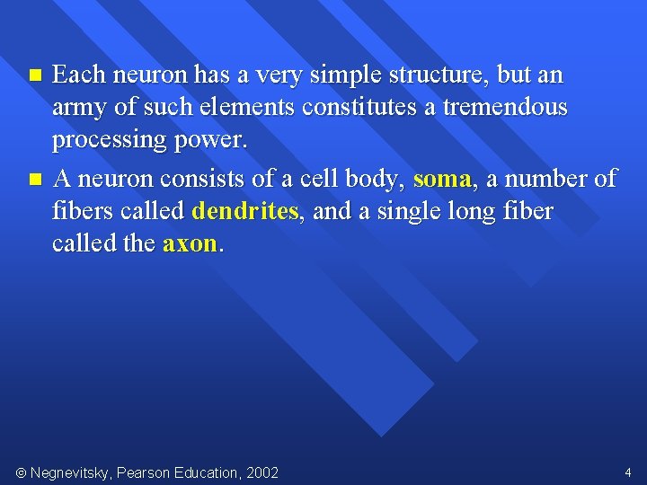 Each neuron has a very simple structure, but an army of such elements constitutes