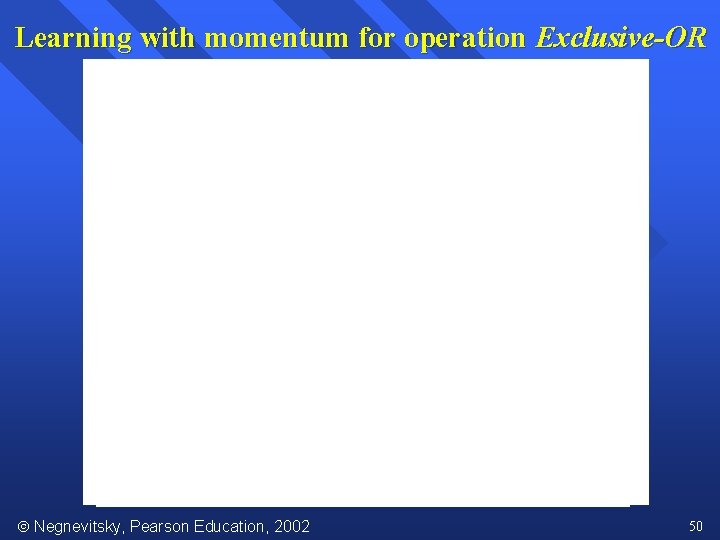 Learning with momentum for operation Exclusive-OR Negnevitsky, Pearson Education, 2002 50 