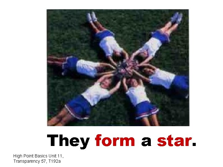 They form a star. High Point Basics Unit 11, Transparency 57, T 192 a