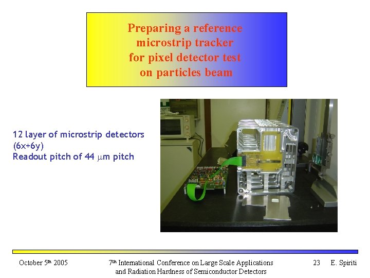 Preparing a reference microstrip tracker for pixel detector test on particles beam 12 layer