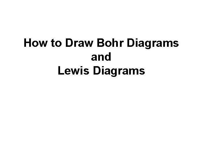 How to Draw Bohr Diagrams and Lewis Diagrams 