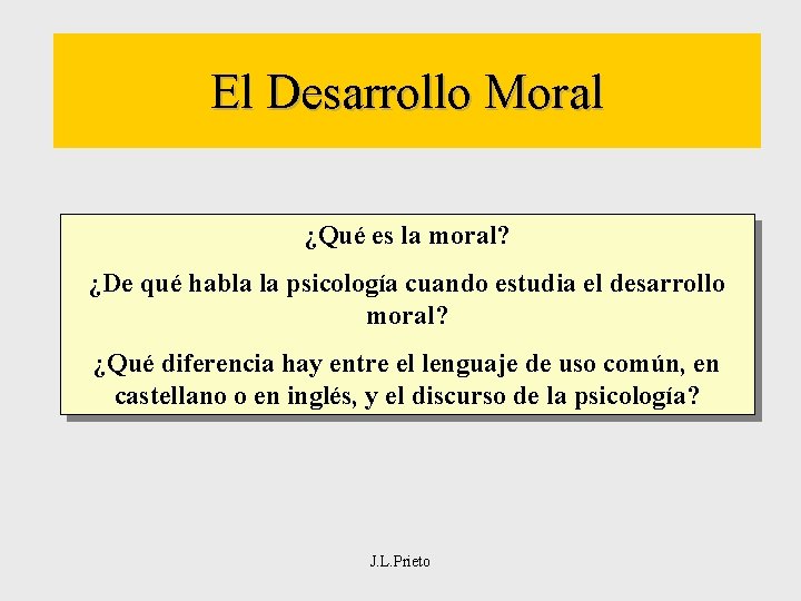 El Desarrollo Moral ¿Qué es la moral? ¿De qué habla la psicología cuando estudia