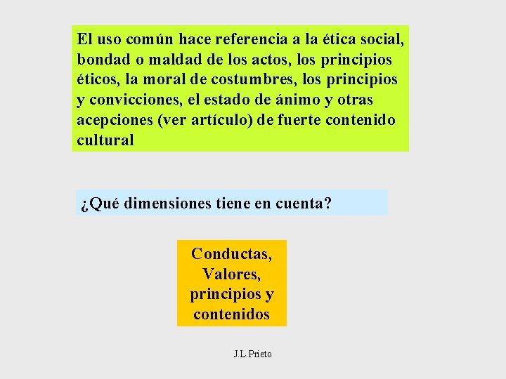 El uso común hace referencia a la ética social, bondad o maldad de los