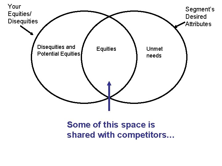 Your Equities/ Disequities Segment’s Desired Attributes Disequities and Potential Equities Unmet needs Some of