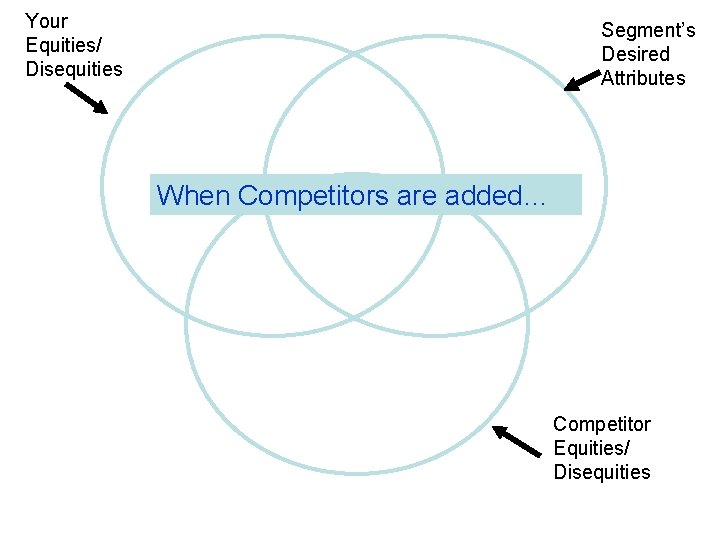 Your Equities/ Disequities Segment’s Desired Attributes When Competitors are added… Competitor Equities/ Disequities 