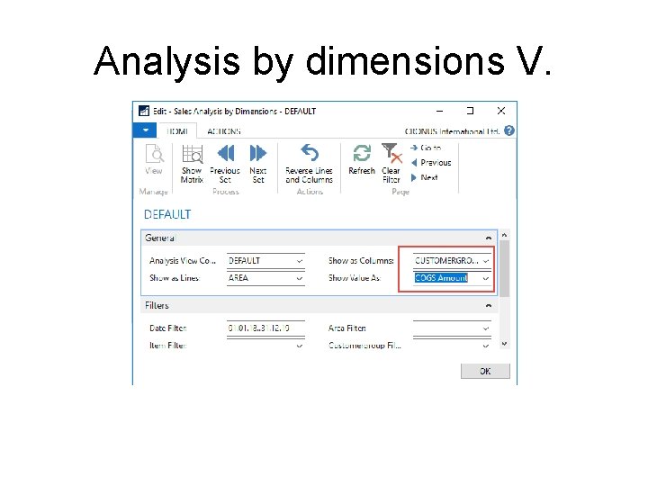 Analysis by dimensions V. 