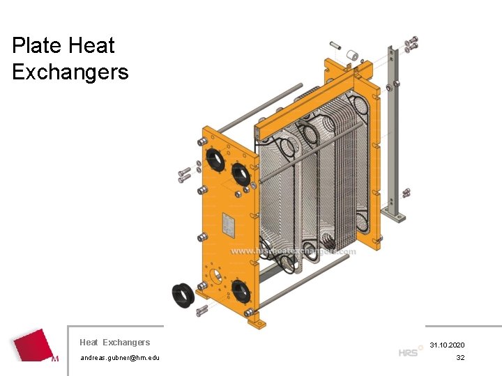 Plate Heat Exchangers andreas. gubner@hm. edu 31. 10. 2020 32 